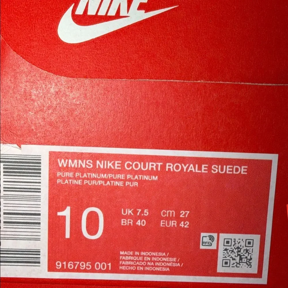 Nike Court Royale Suede Grey Platinum 916795-001 Women’s Size 10